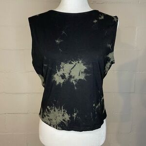 Disturbia Black and Olive Tie-Dye Muscle Tee